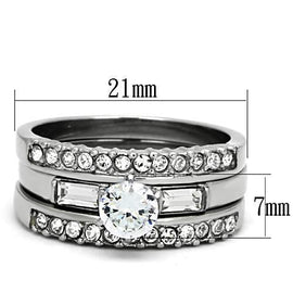 TK973 - High polished (no plating) Stainless Steel Ring with AAA Grade