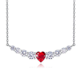 Crystals 8.00 CT Ruby Heart  Necklace