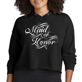 Womens Cropped Performance Hoodie Maid Of Honor, Wedding Bridal Party