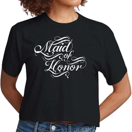 Womens Cropped T-shirt Maid Of Honor, Wedding Bridal Party