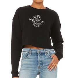 Womens Long Sleeve Cropped Sweatshirt Maid Of Honor, Wedding Bridal