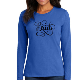 Womens Long Sleeve Graphic T-shirt, Bride Accessories, Wedding