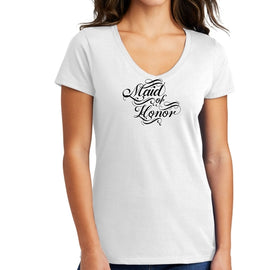 Womens V-neck Graphic T-shirt, Maid Of Honor, Wedding Bridal Party