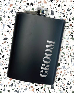 8 oz Stainless Steel Flask Wedding Gift - Groom's Side