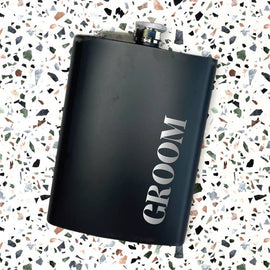 8 oz Stainless Steel Flask Wedding Gift - Groom's Side