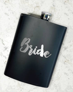 8 oz Stainless Steel Flask Wedding Gift - Bride Side