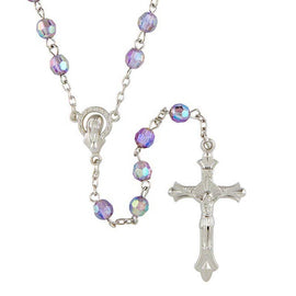 Aurora Borealis Bead Rosary with Crystal Crucifix and Madonna Centerpiece