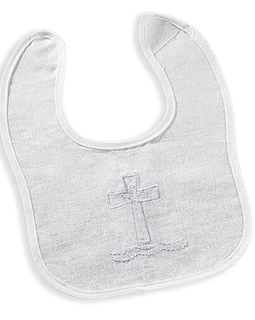 Baptismal Bib with Cross – Linen and Cotton Blend