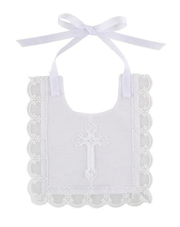 Laced-Trim Baptismal Bib