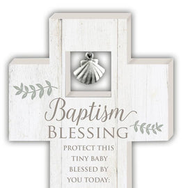 Standing Baptism Cross with Charm