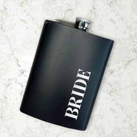 8 oz Stainless Steel Flask Wedding Gift - Bride Side