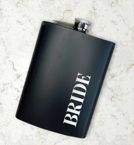 8 oz Stainless Steel Flask Wedding Gift - Bride Side